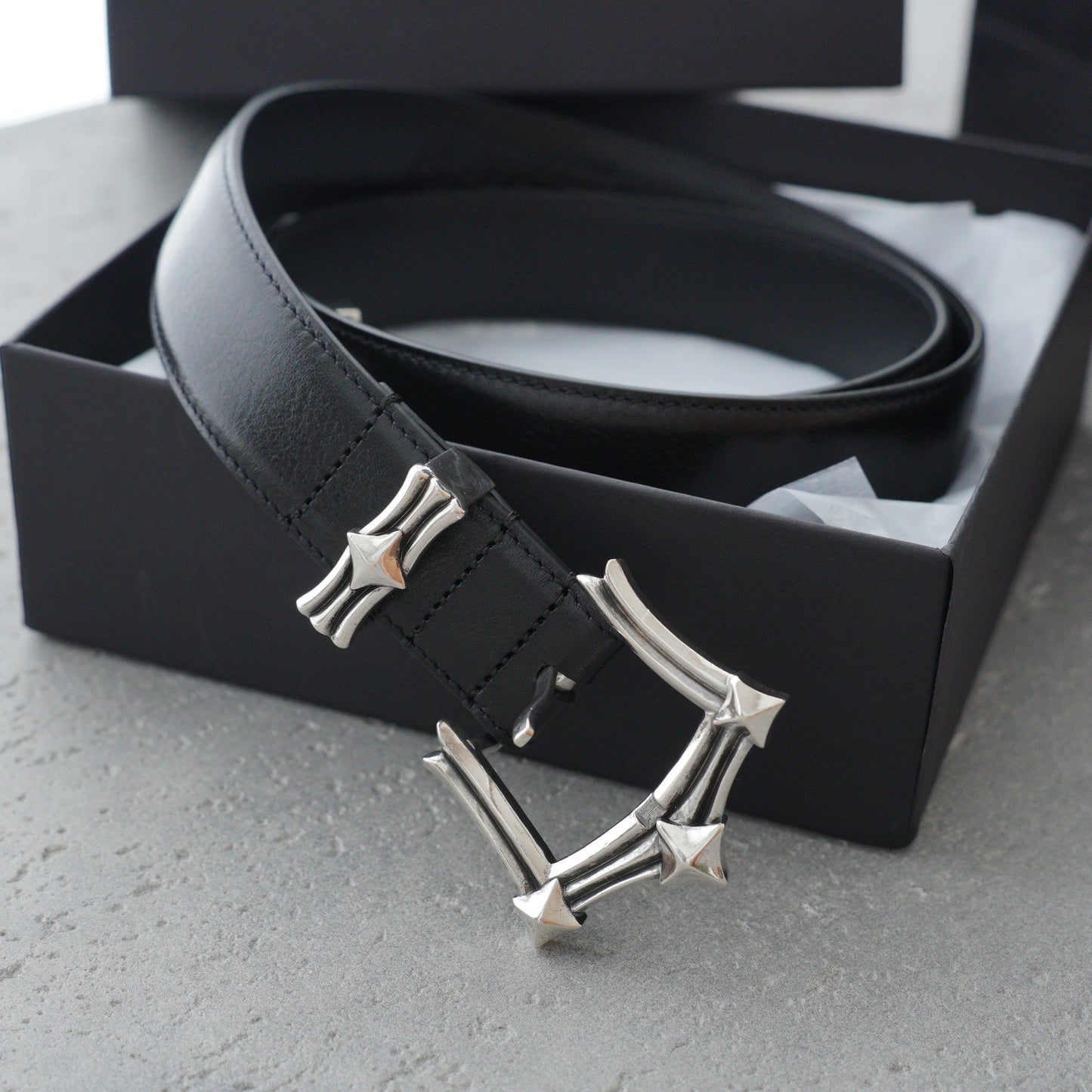 Chrome Hearts Waxed Punk Leather Belt-3cm