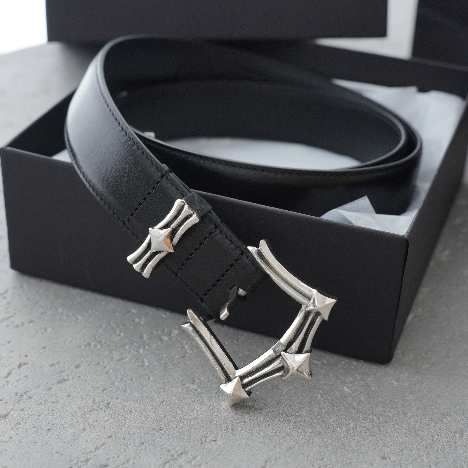 Chrome Hearts Waxed Punk Leather Belt-3cm