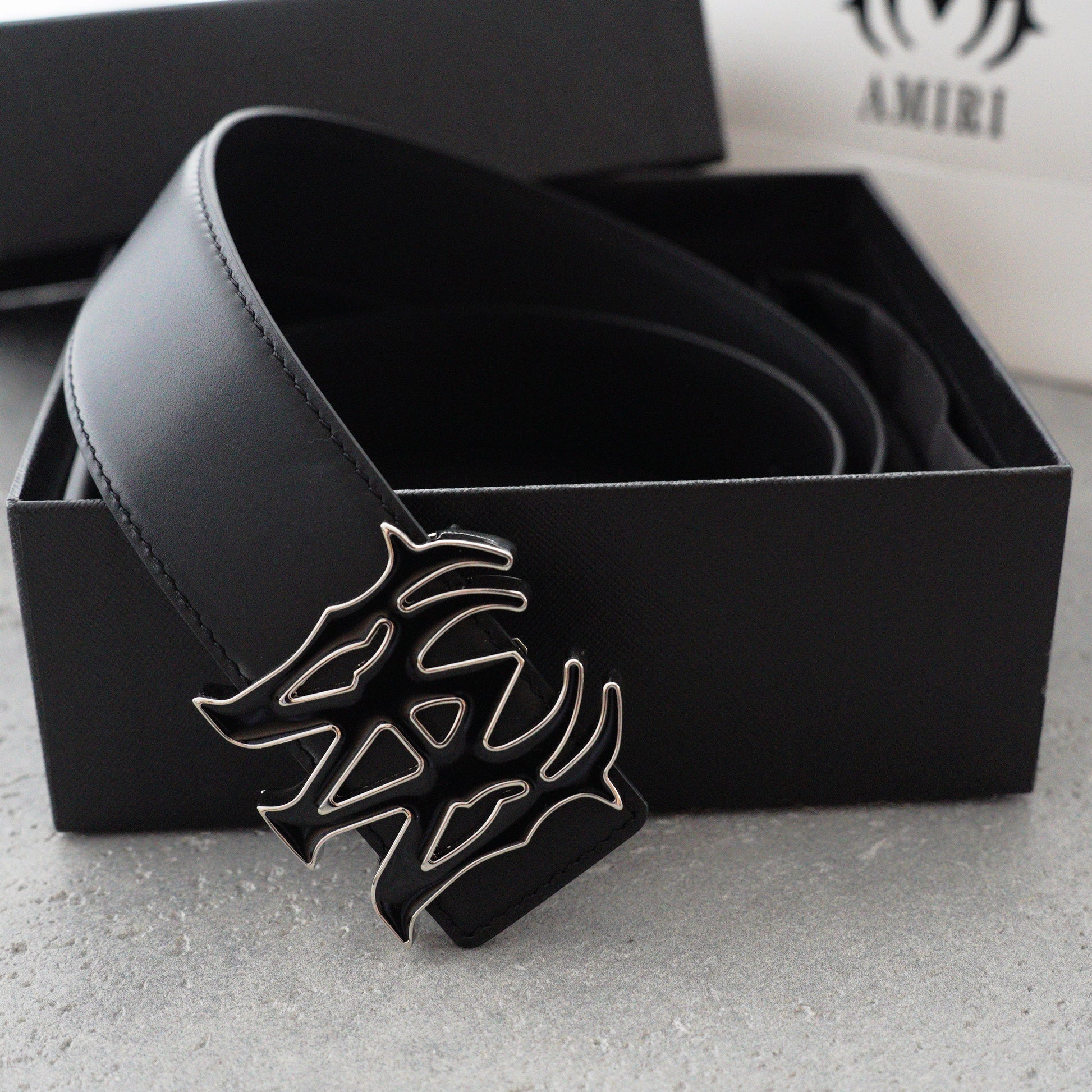 AMIRI Logo motif leather belt 4cm
