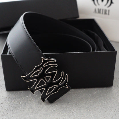 AMIRI Logo motif leather belt 4cm