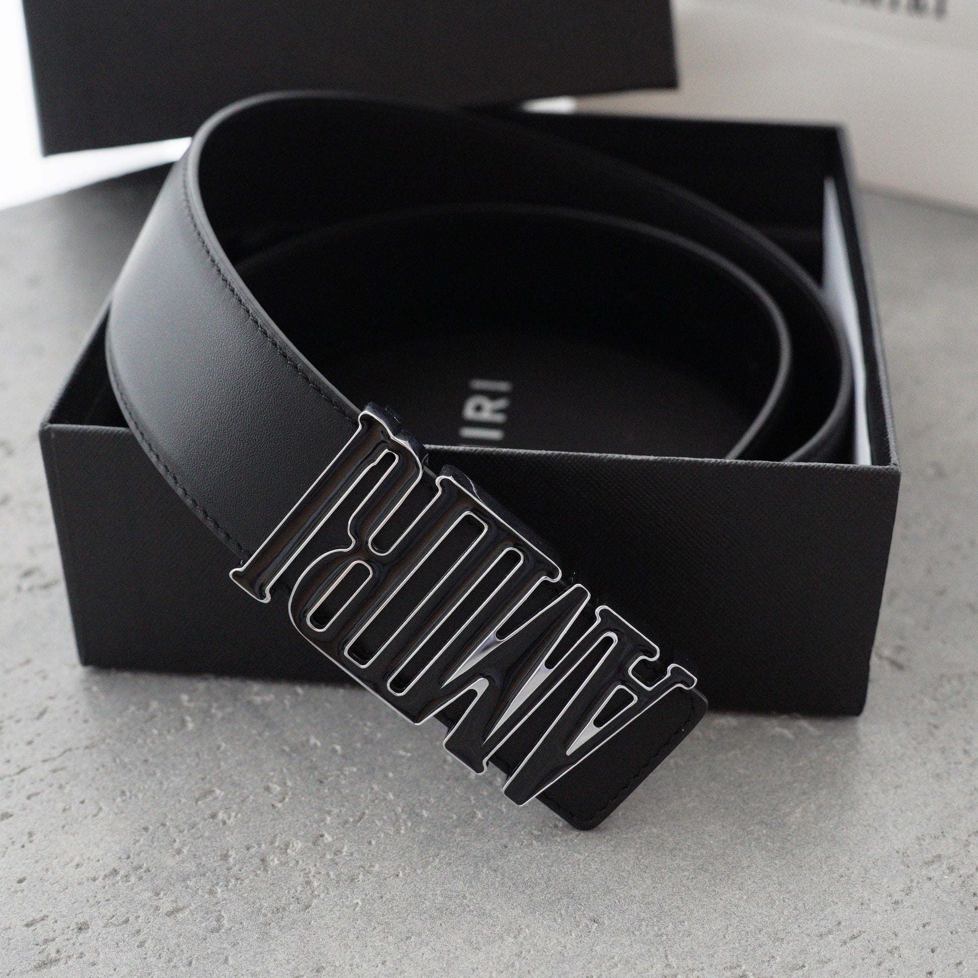 Amiri 3.5cm calfskin belt-black