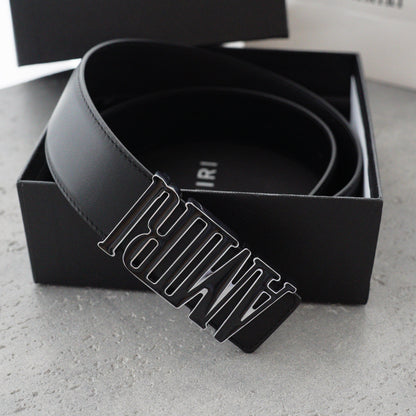 Amiri 3.5cm calfskin belt-black