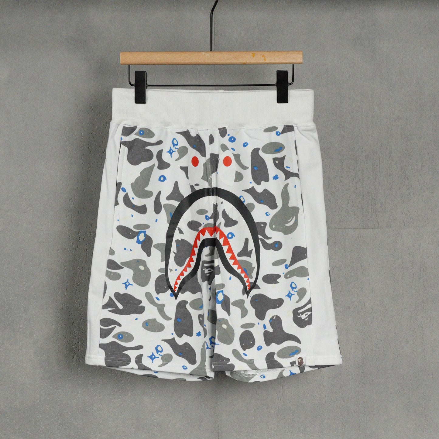BAPE Space Camo Shark Sweat Shorts (SS21) White