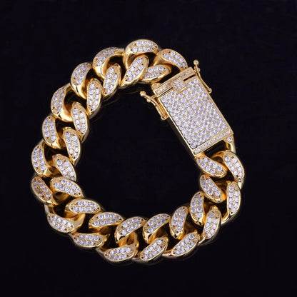 ICED OUT ダイヤモンドバゲットウォッチ & キューバンリンクブレスレットセット