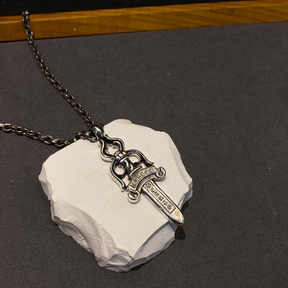 CHROME HEARTS クロムハーツ  ダガーペンダントラージ＆ ペーパーチェーンネックレス20インチ