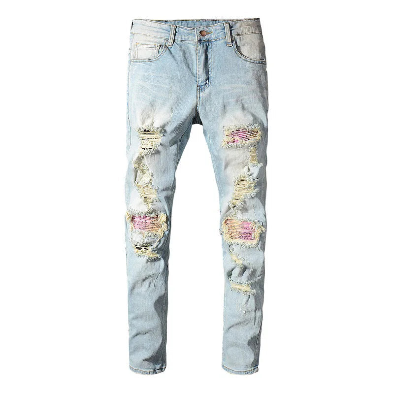 Pink Flowers Denim