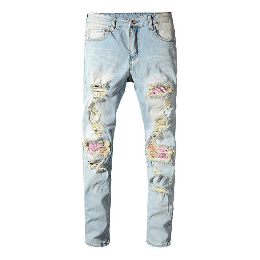 Pink Flowers Denim