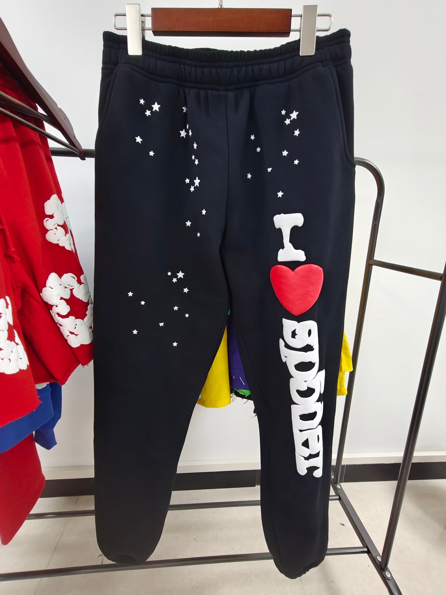 Sp5der I HEART SP5 BLACK スウェットパンツ