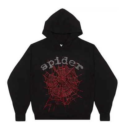 Sp5der OG RHINESTONE  BLACK パーカー