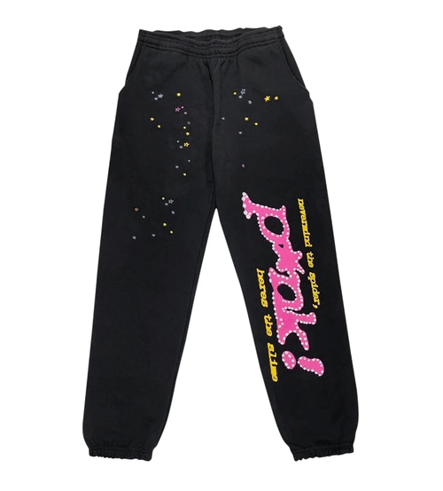 Sp5d3r P*NK BLACK スウェットパンツ