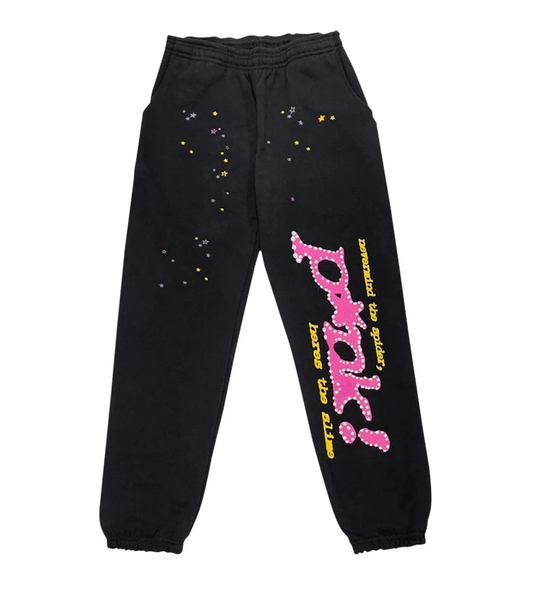 Sp5d3r P*NK BLACK スウェットパンツ