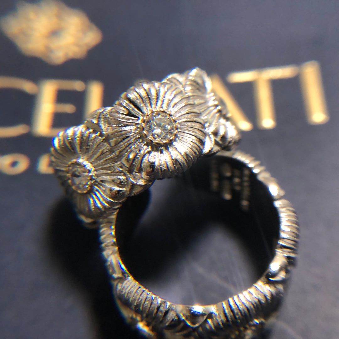 Buccellati Silver and vermeil eternal ring with brown diamonds