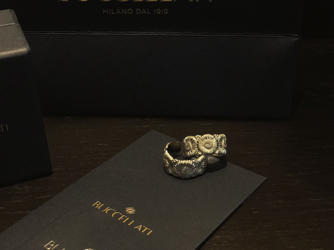 Buccellati Silver and vermeil eternal ring with brown diamonds