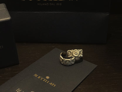 Buccellati Silver and vermeil eternal ring with brown diamonds