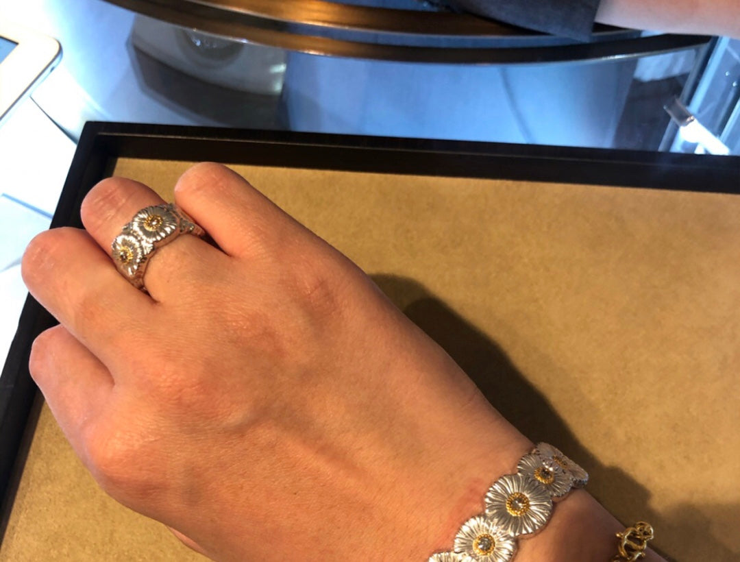 Buccellati Silver and vermeil eternal ring with brown diamonds