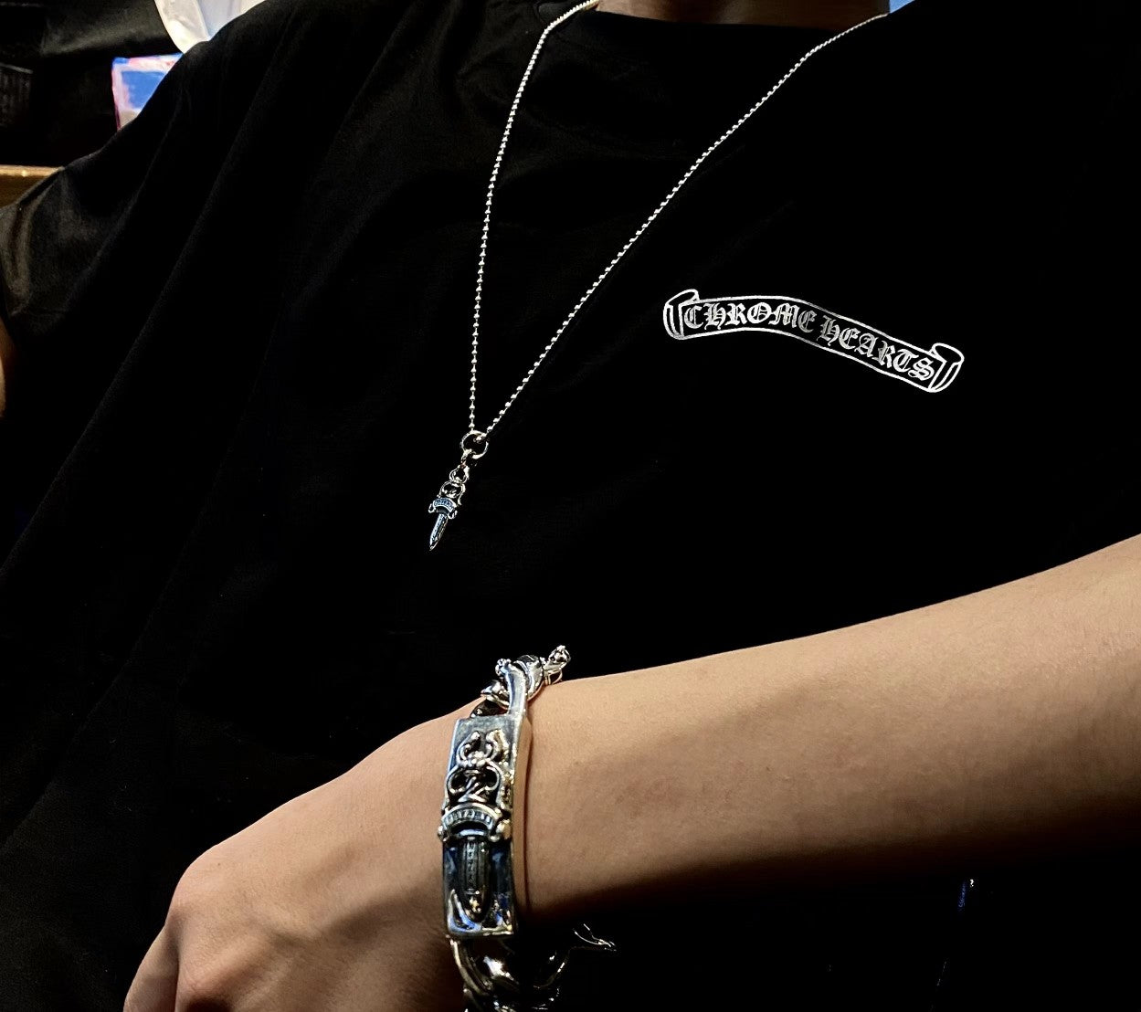 Chrome Hearts Letter Ring Sword Necklace