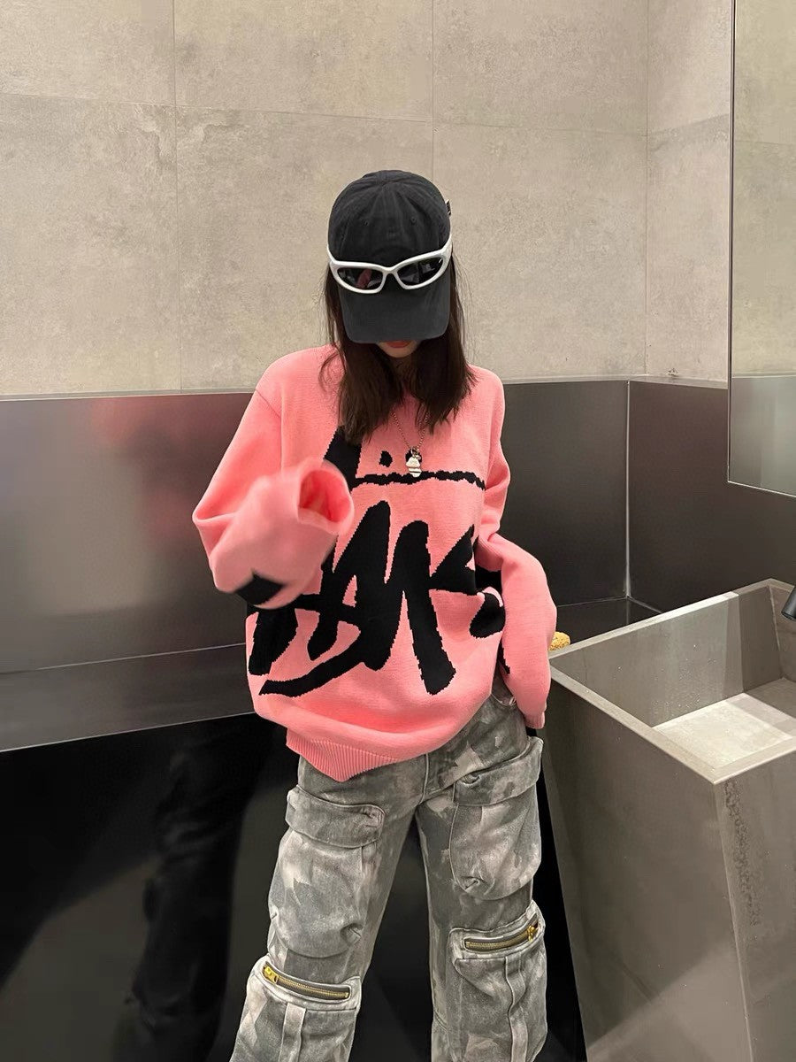 Stussy FW22 Logo graphic print knitted sweater