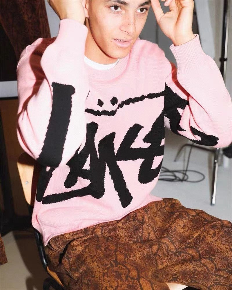 Stussy FW22 Logo graphic print knitted sweater