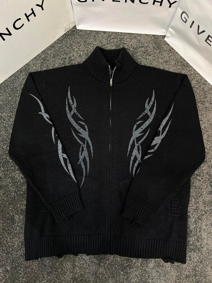 BALENCIAGA  Men's Y2k Zip-up Cardigan in Black