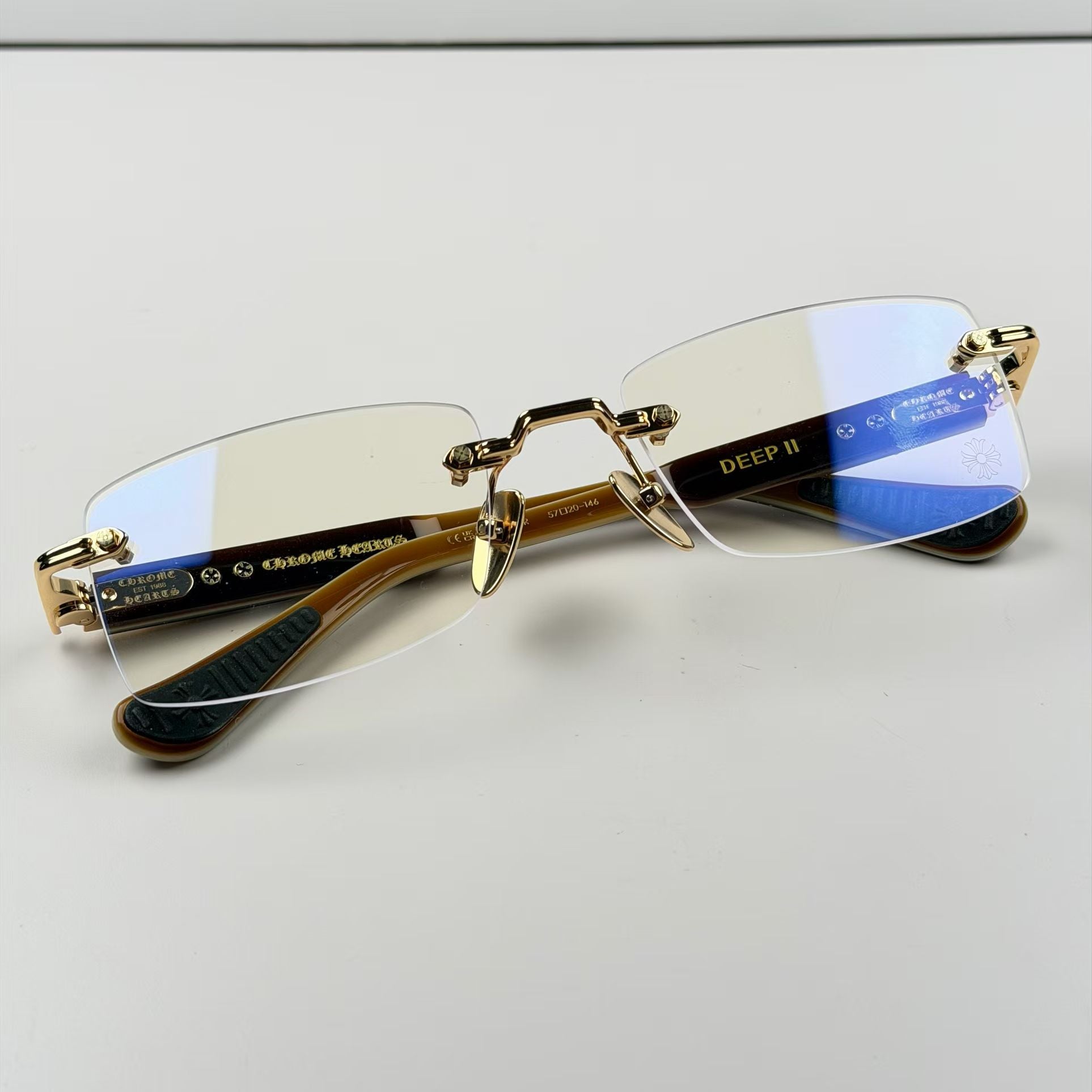 Chrome Hearts DEEP II Eyeglasses Floral Cross Glasses GP-BK-P