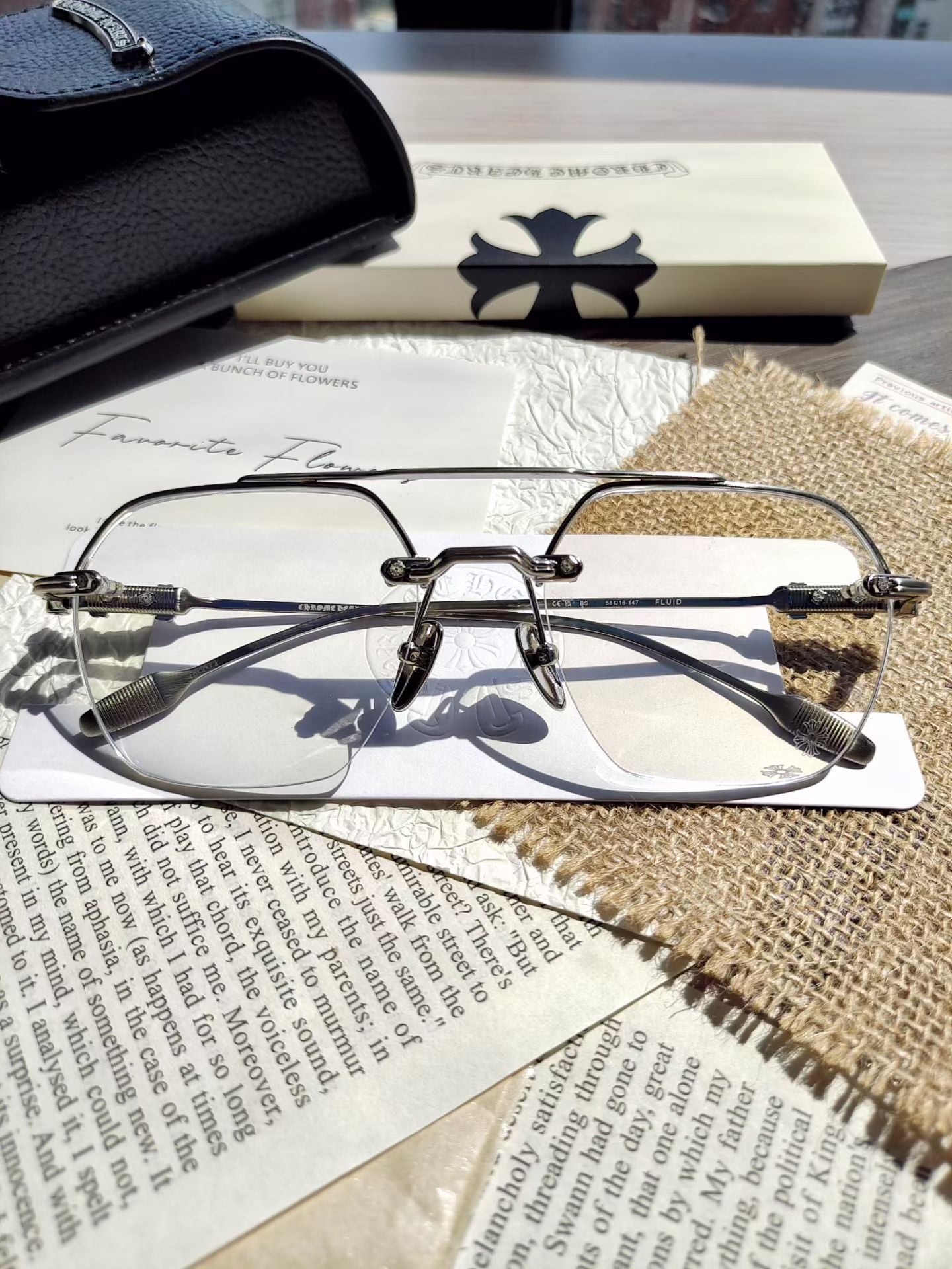 CHROME HEARTS Filigree Cross Square Glasses