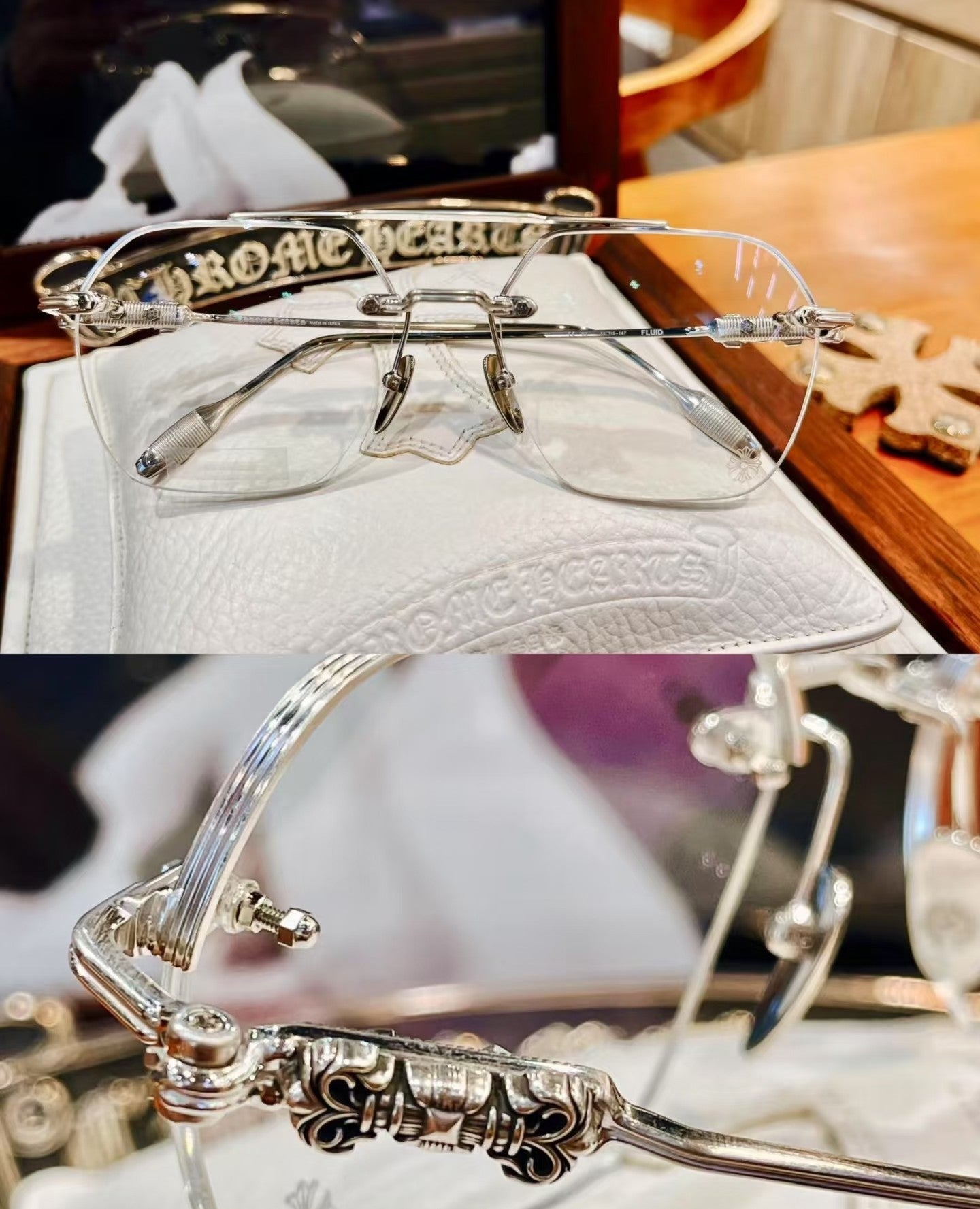 CHROME HEARTS Filigree Cross Square Glasses