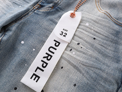 PURPLE BRAND P002 MID Indigo Distressed Splay Jeans
