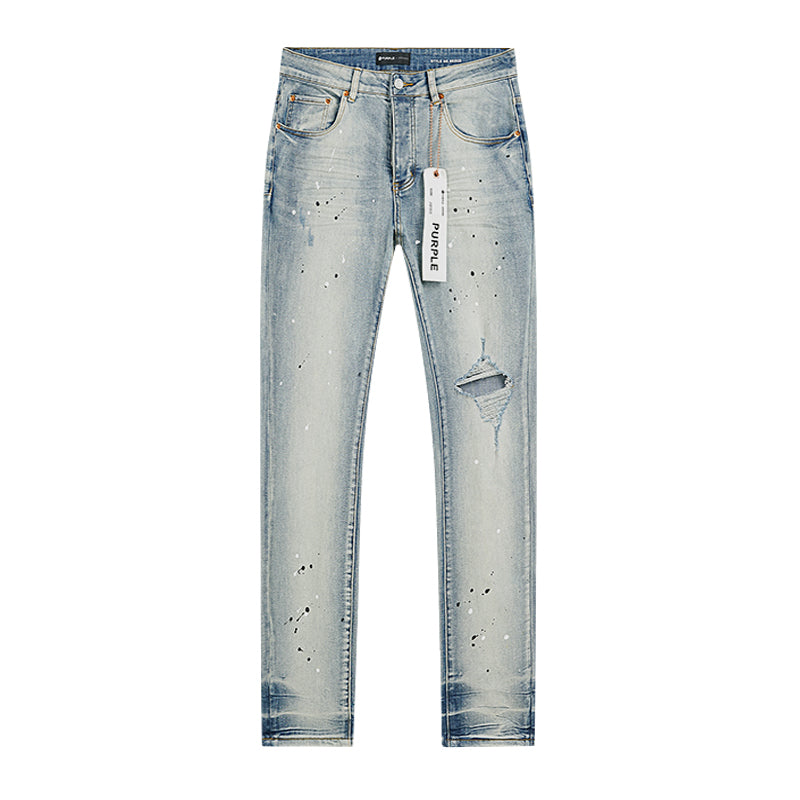 PURPLE BRAND P002 MID Indigo Distressed Splay Jeans