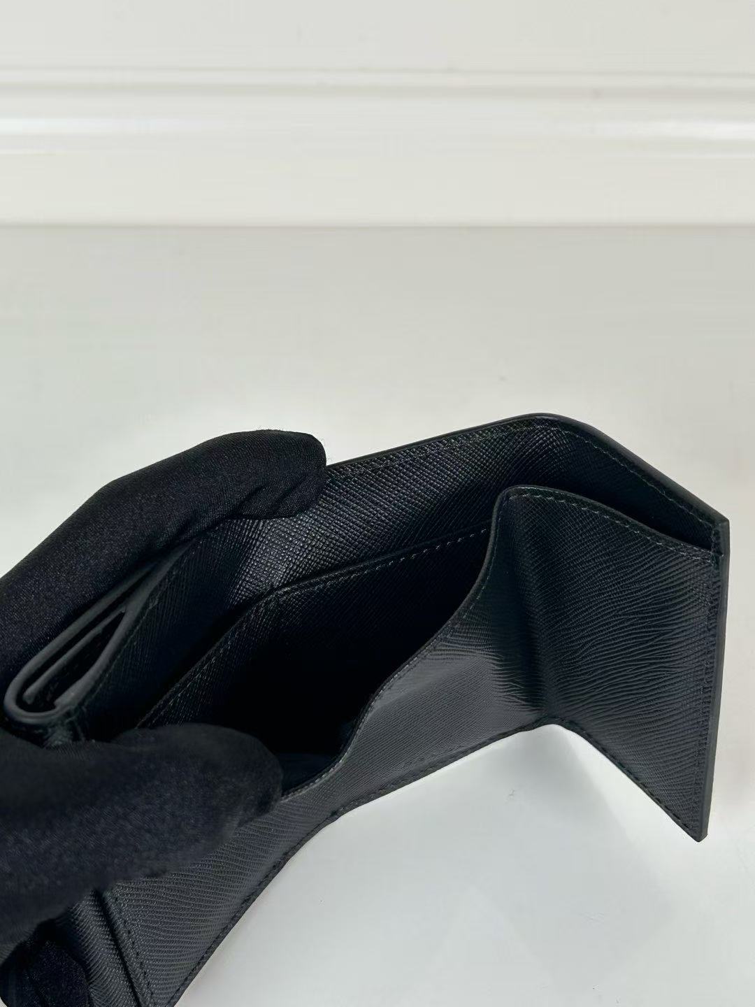 Prada Black Saffiano Triangle Wallet