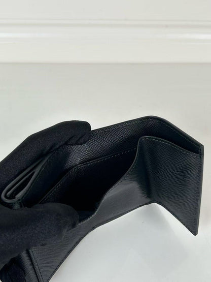 Prada Black Saffiano Triangle Wallet
