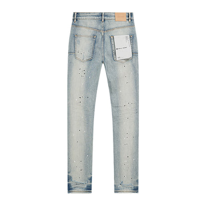PURPLE BRAND P002 MID Indigo Distressed Splay Jeans