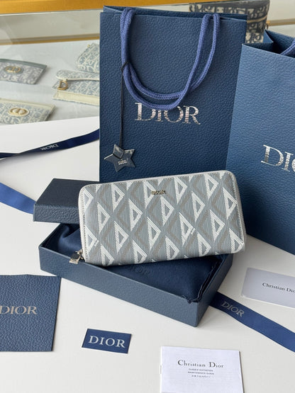 Dior CD Diamond Long Zip Wallet