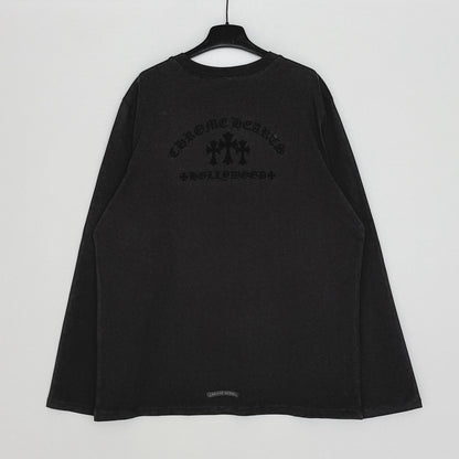 Chrome Hearts Flocked Print Cross Long-Sleeve T-Shirt