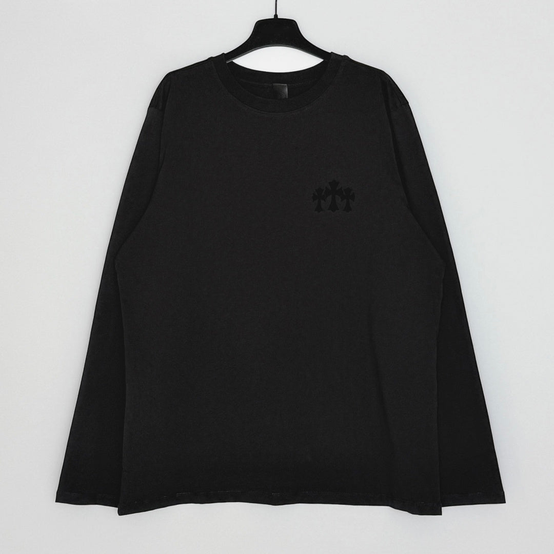 Chrome Hearts Flocked Print Cross Long-Sleeve T-Shirt