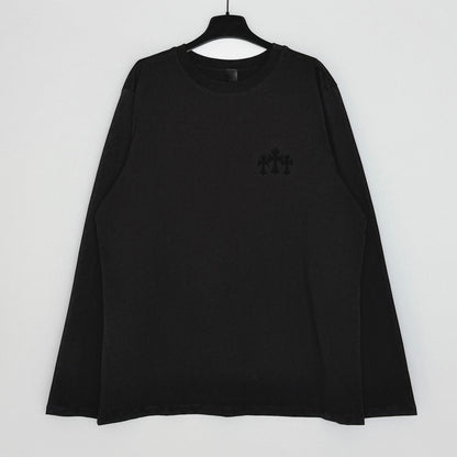 Chrome Hearts Flocked Print Cross Long-Sleeve T-Shirt