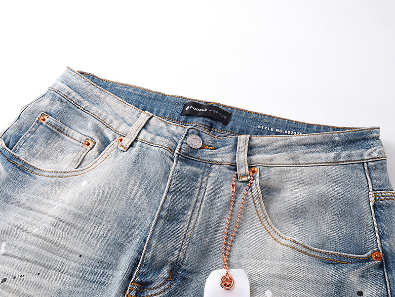 PURPLE BRAND P002 MID Indigo Distressed Splay Jeans