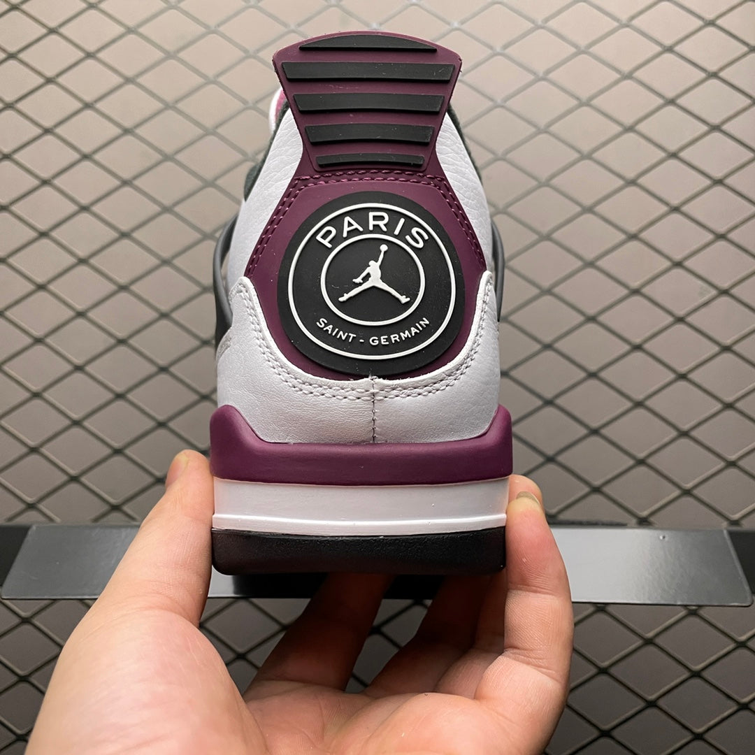 Paris Saint Germain ×Nike Air Jordan 4 Retro "White/Bordeaux/Neutral Gray"