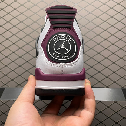 Paris Saint Germain ×Nike Air Jordan 4 Retro "White/Bordeaux/Neutral Gray"