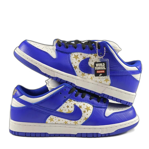 Supreme × Nike SB Dunk Low OG QS "Gold Stars" White/Hyper Blue"