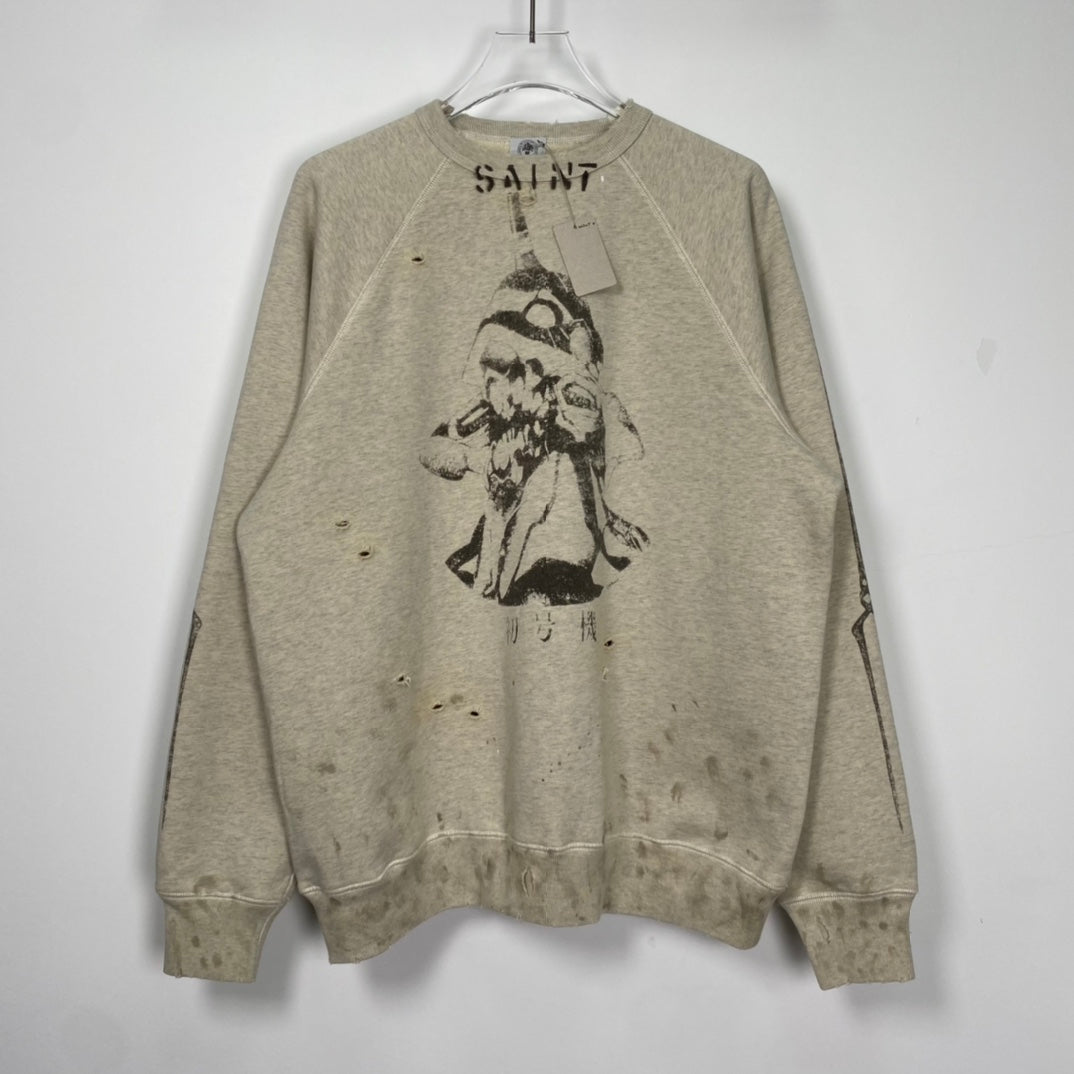 St. Michael 21AW SM-A21-0000-055 SWT_SH EVANGELION Cotton Sweatshirt Gray