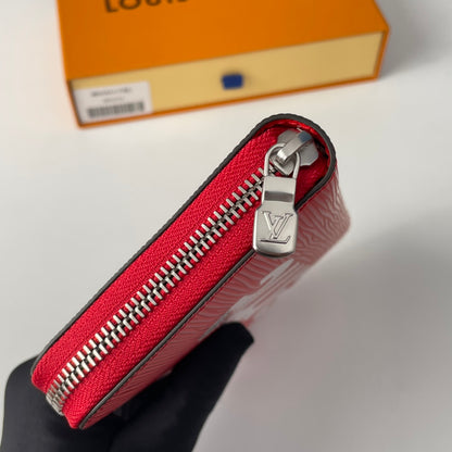 Louis Vuitton x Supreme Portefeuille Brazza Long Wallet in Red Epi Leather