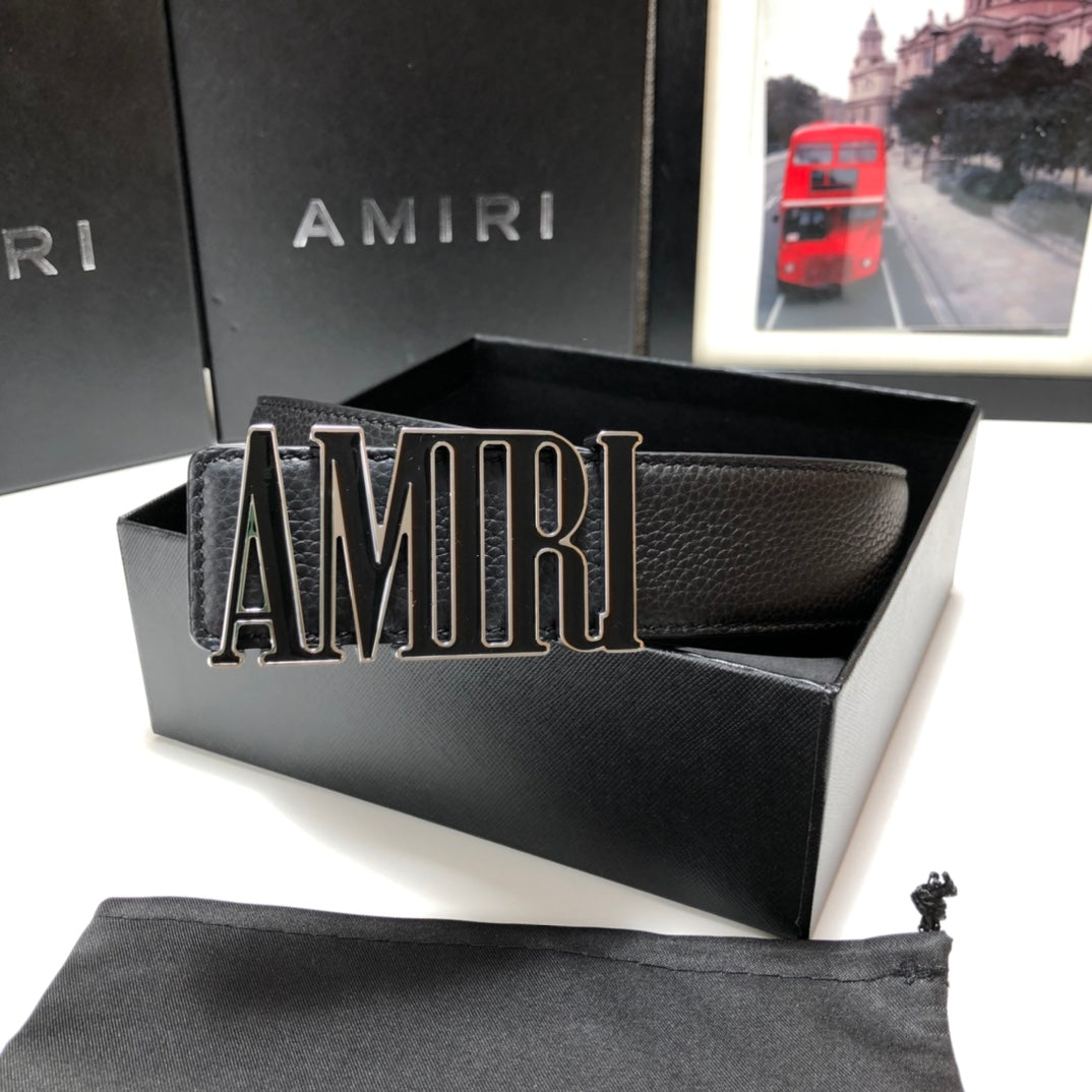 Amiri 3.5cm calfskin belt-black