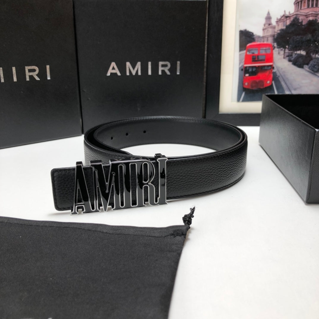 Amiri 3.5cm calfskin belt-black