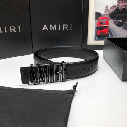 Amiri 3.5cm calfskin belt-black