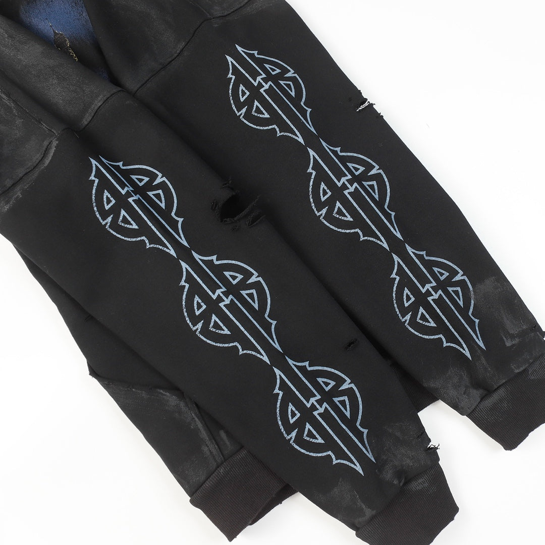 Balenciaga Eiffel Tower Paris Night Distressed Zipper Hoodie