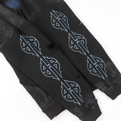 Balenciaga Eiffel Tower Paris Night Distressed Zipper Hoodie