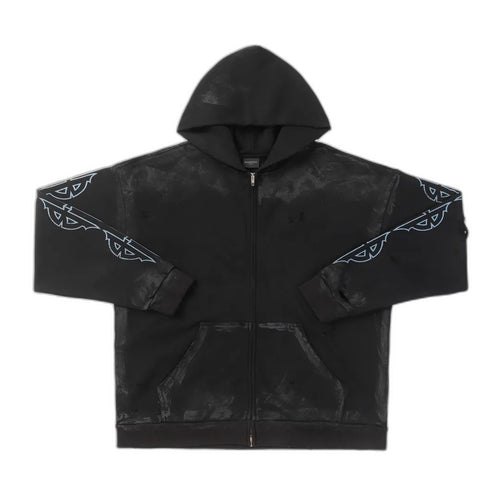 Balenciaga Eiffel Tower Paris Night Distressed Zipper Hoodie