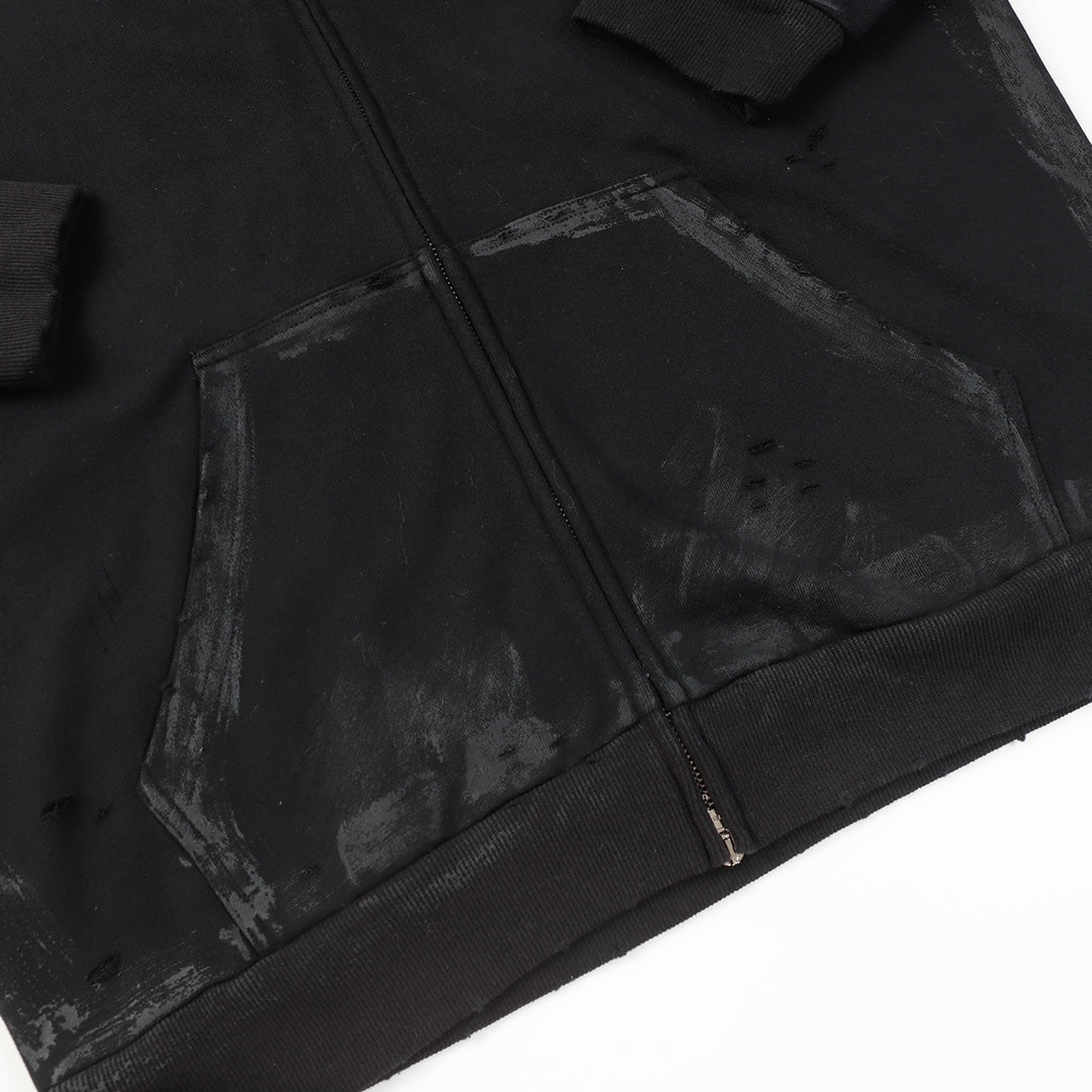 Balenciaga Eiffel Tower Paris Night Distressed Zipper Hoodie