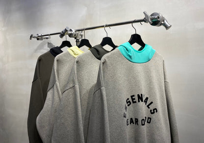 ESSENTIALS Nylon Fleece Hoodie/Dark Heather