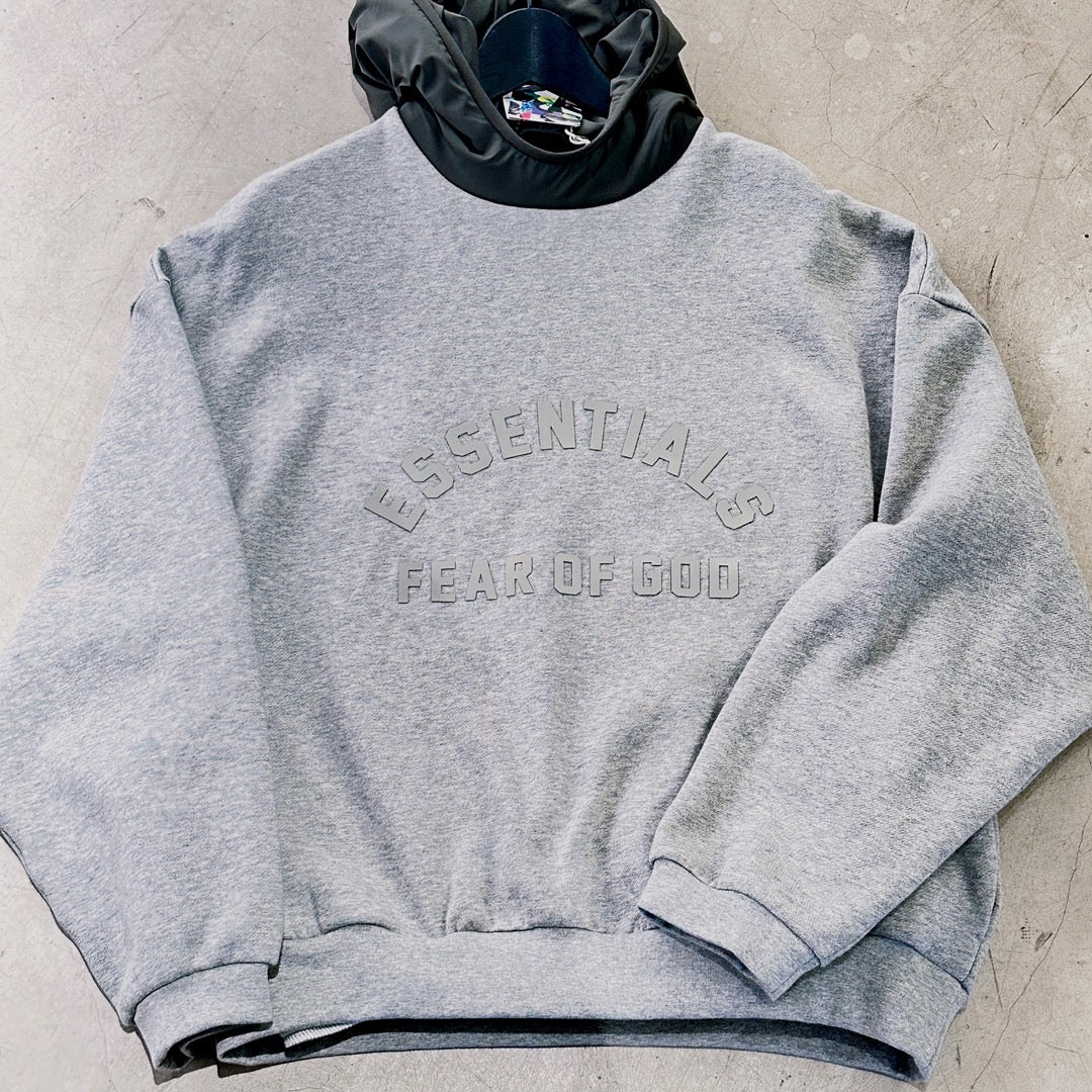 ESSENTIALS Nylon Fleece Hoodie/Dark Heather